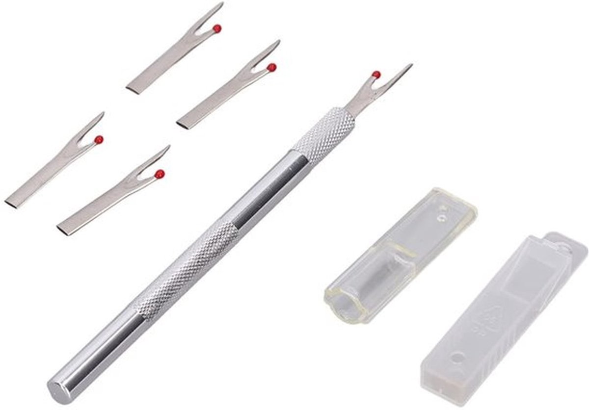 Naaimessen 5-delige Set - Ergonomisch Ontwerp - Duurzaam Aluminium/Staal - Effectieve Naadverwijderaar - Handig en Praktisch - Bescherming voor Stof - Naaimachineaccessoires
