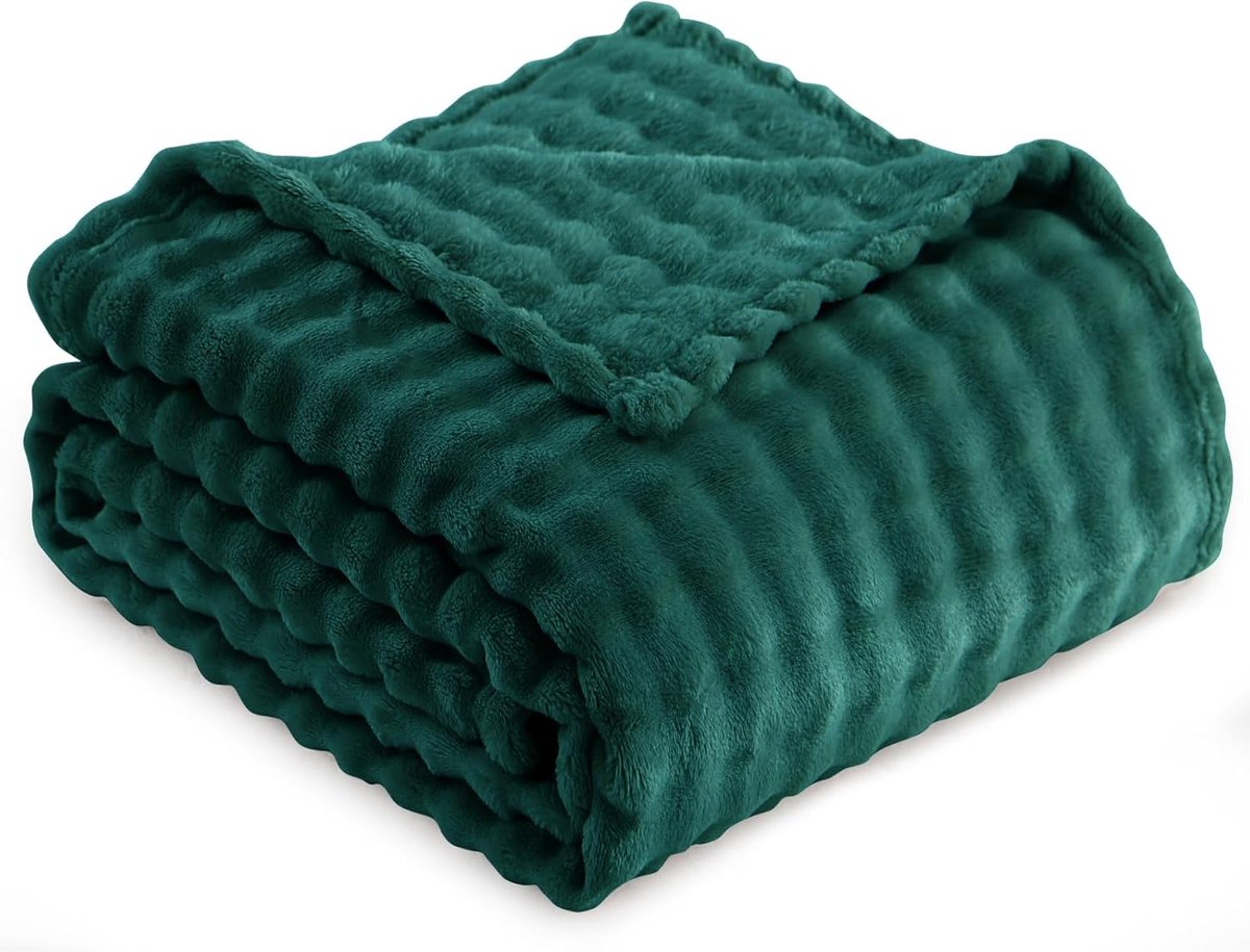 Plaid 130 x 150 - groen inkt - zacht materiaal - ideaal voor cozy avonden - SnelShoppen