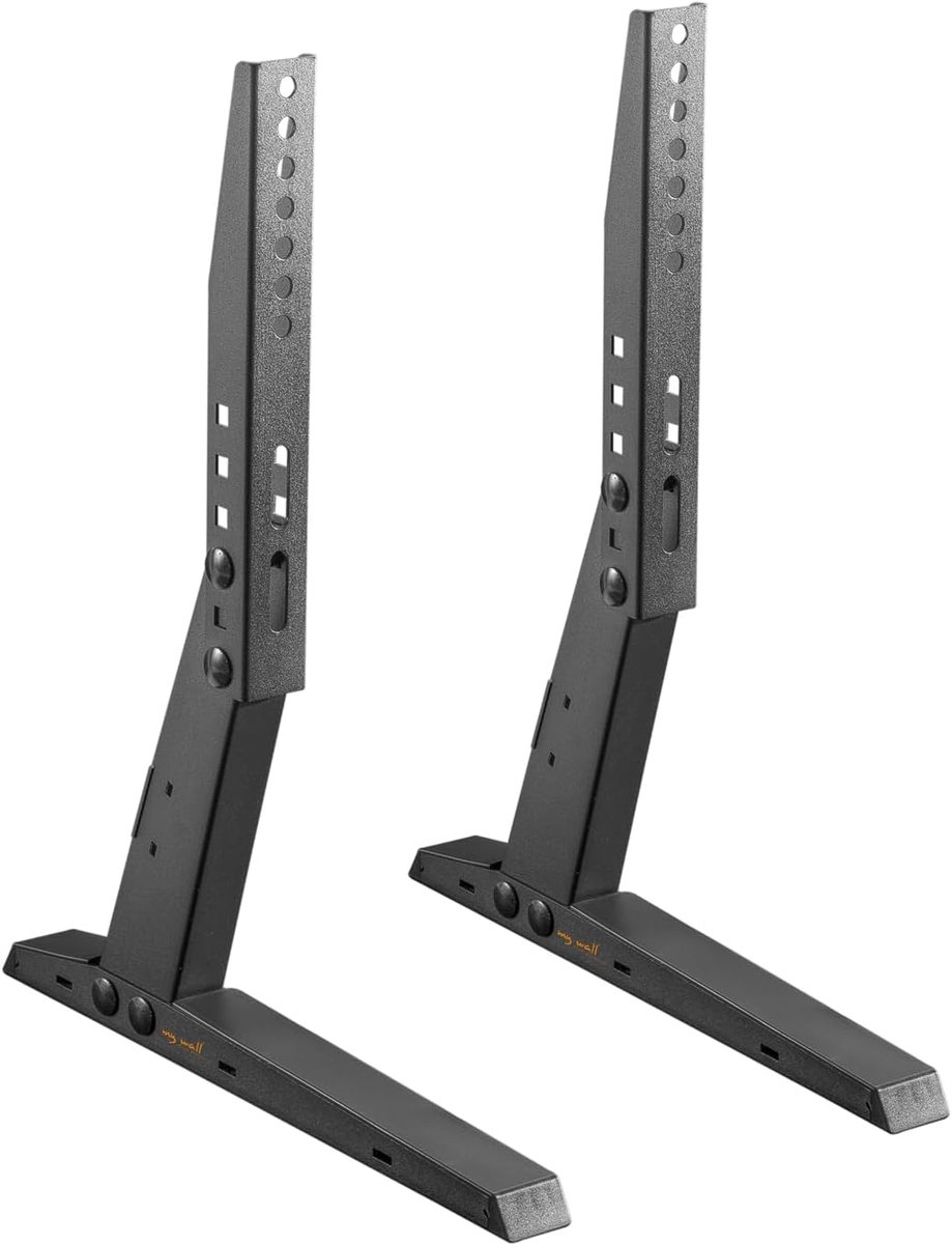 SnelShoppen - Universele TV Stand voor Platte Schermen, 33-94 cm, Tot 35 kg, Verstelbare Breedte, Zwart, Ideaal voor Woonkamer en Thuisbioscoop