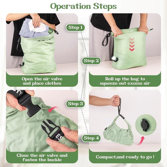 Waszak Compressie - Reis Organizer - Ruimte Besparen - Waterdicht Nat Droog - M 48x34cm - Groen van Merkloos — afbeelding 3
