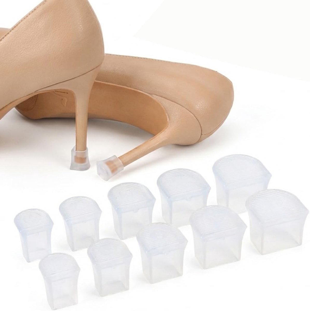 Antislip Hakbeschermers - Transparant/Zwart - Verschillende Maten - Duurzaam Rubber - Voor Hakken bij Buitenevenementen
