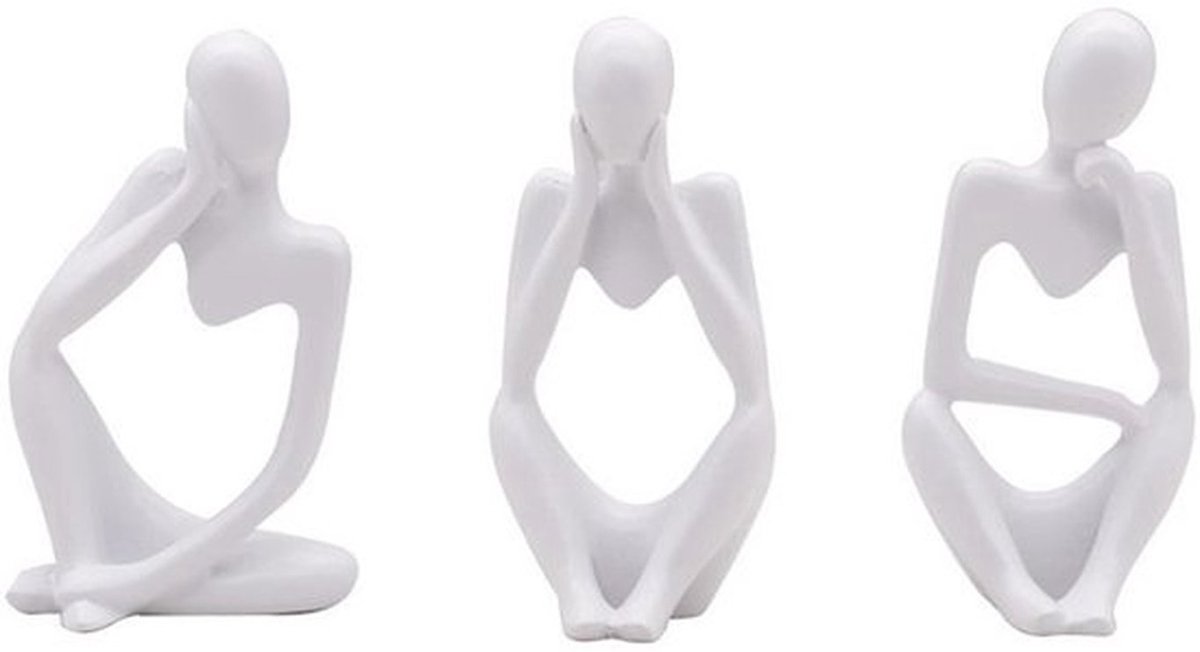 Decoratieve figuren - moderne decoratie - 3 stuks - wit - keramiek