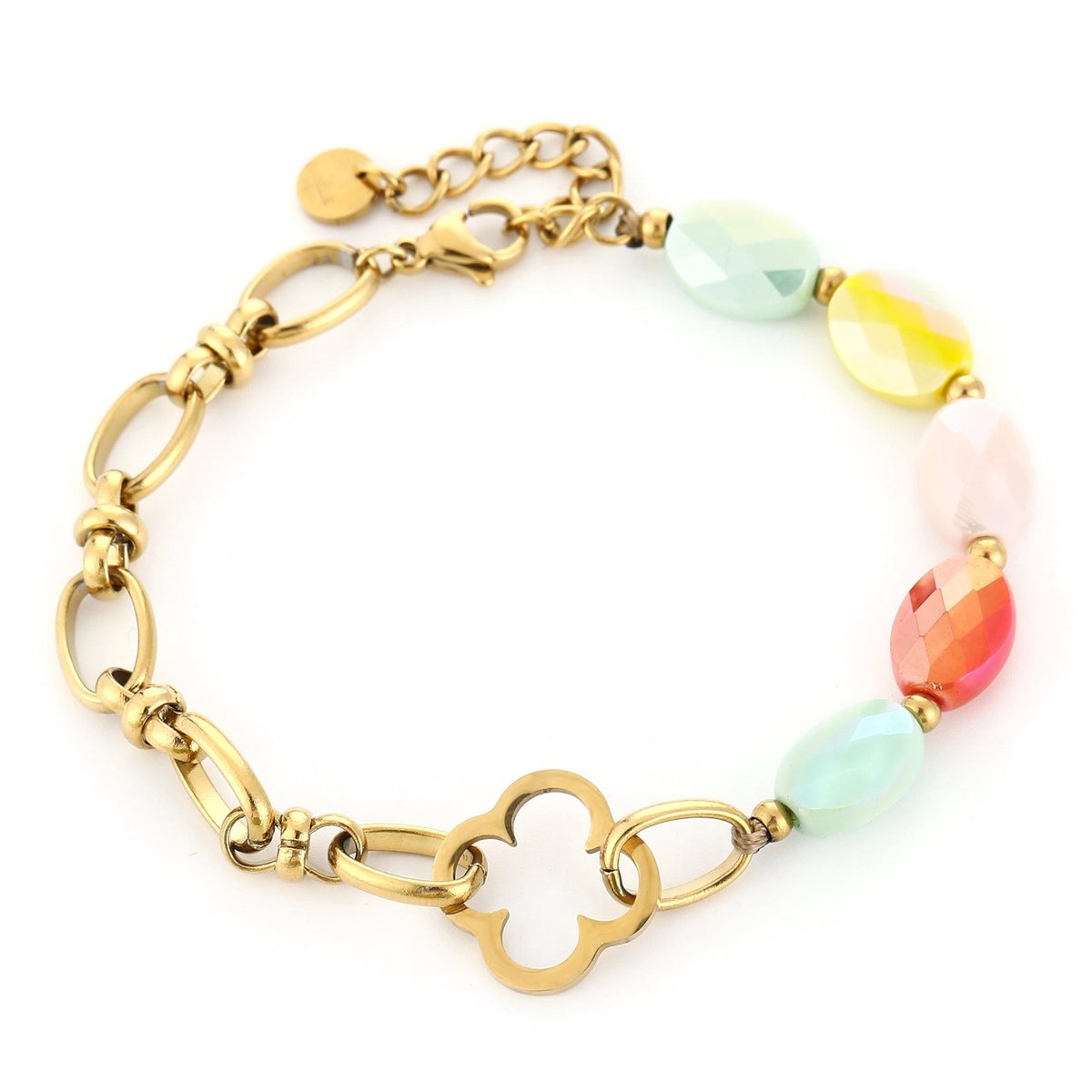 Michelle Bijou Armband Natuursteen Schakels goud multi