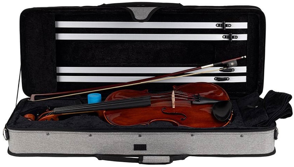 Leonardo LVA-20150 altviool set 15.0 (38.0cm), geheel massief, gevlamd, ebben toebehoren, incl, koffer en strijkstok