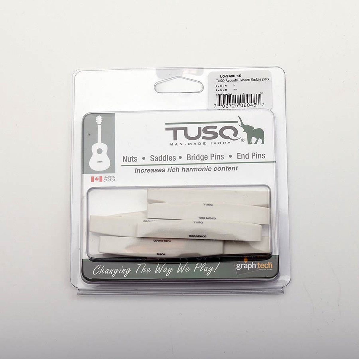 Graph Tech LQ-9400-10 TUSQ® 10-pack Gecompenseerde Zadels voor Gibson® Akoestische Gitaren 71,12 x 3,30 x 10,92 mm