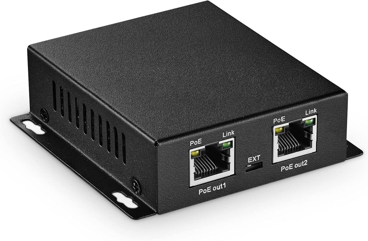 PoE Switch - Netwerk Extender - Netwerk Uitbreiding - 3 Poorten Gigabit - 1 PoE In 2 PoE Uit - Metaal
