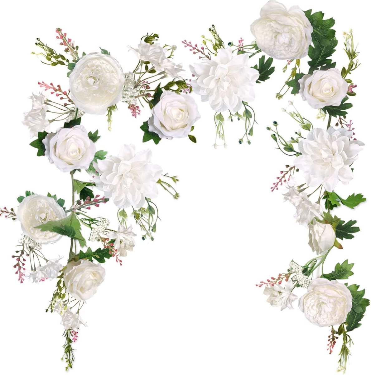 Bloemengirlande 6' - Ivoor Pioenbloem - Realistisch en duurzaam - Perfect voor bruiloften - SnelShoppen