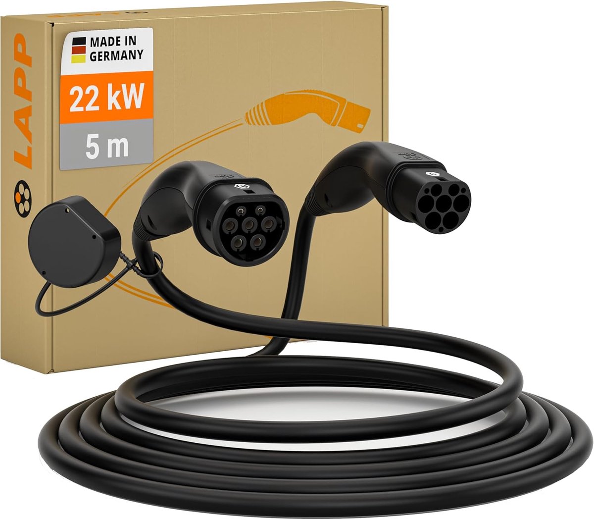 Oplaadkabel E-auto 22 kW - Zelfoprollend - 32 A - 5 m lengte - SnelShoppen