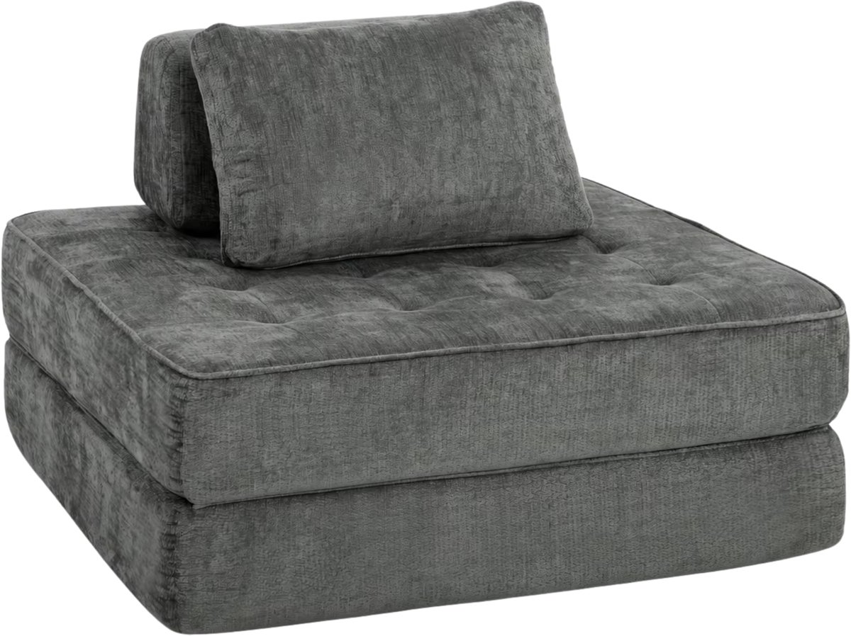 2-in-1 Chaise Longue – Converteerbare Logeerbed Vloerbank met Rugleuning en Dik Kussen