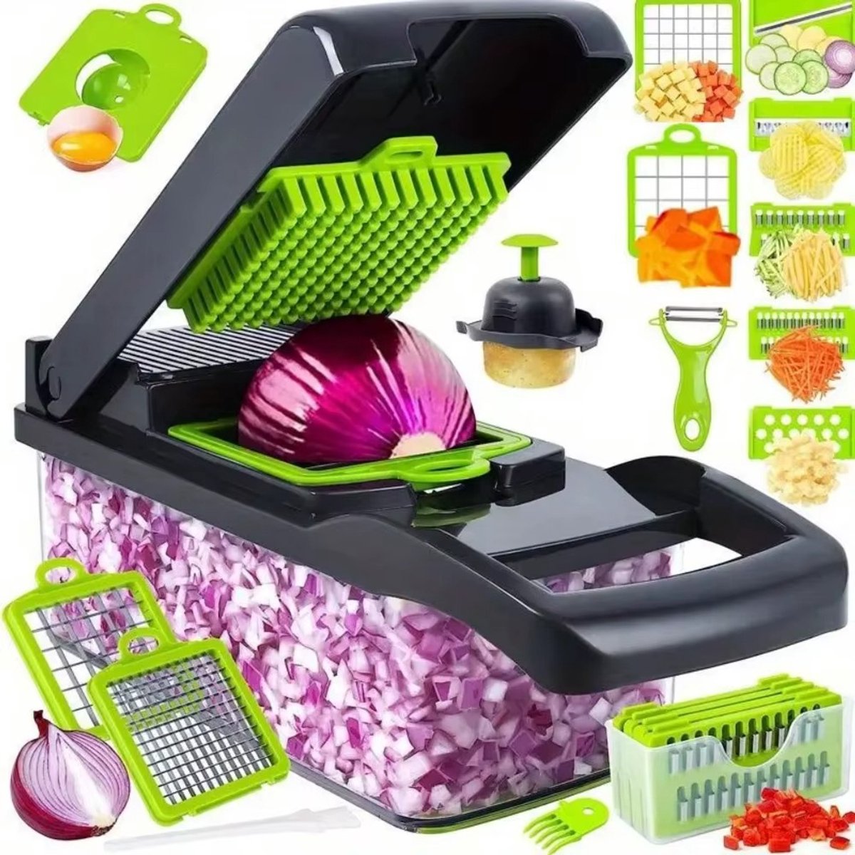 Cherrys Finds - Groentehakker - Uiensnijder - Uienhakker - Groentesnijder - Handmatig - Hakmolen - Must have voor in de keuken!