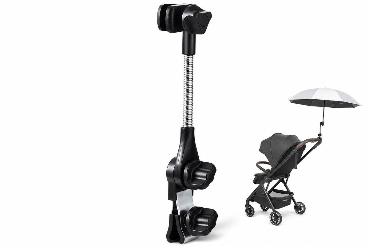 VHV - Parapluhouder Kinderwagen - Universele Flexibele Klem voor Buggy en Fiets - Verstelbare Bevestiging