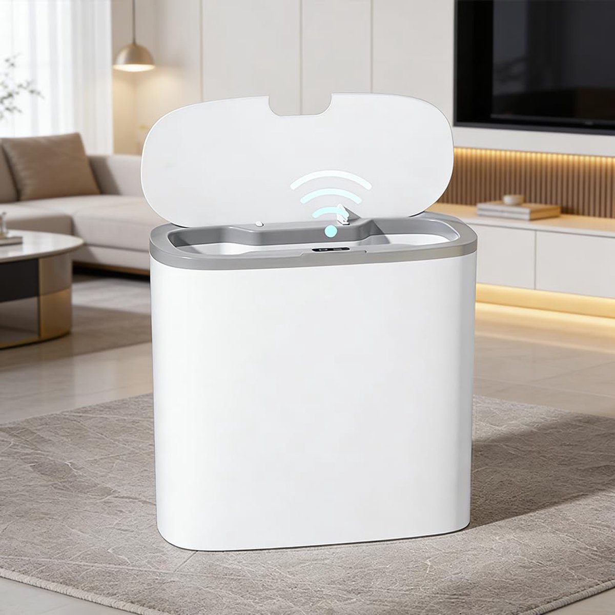 SnelShoppen - Automatische Afvalemmer 14 Liter met Sensor - Wandmontage, Elektrische Vuilnisemmer, Stil, Waterdicht, Intelligente Kunststof Afvalbak v