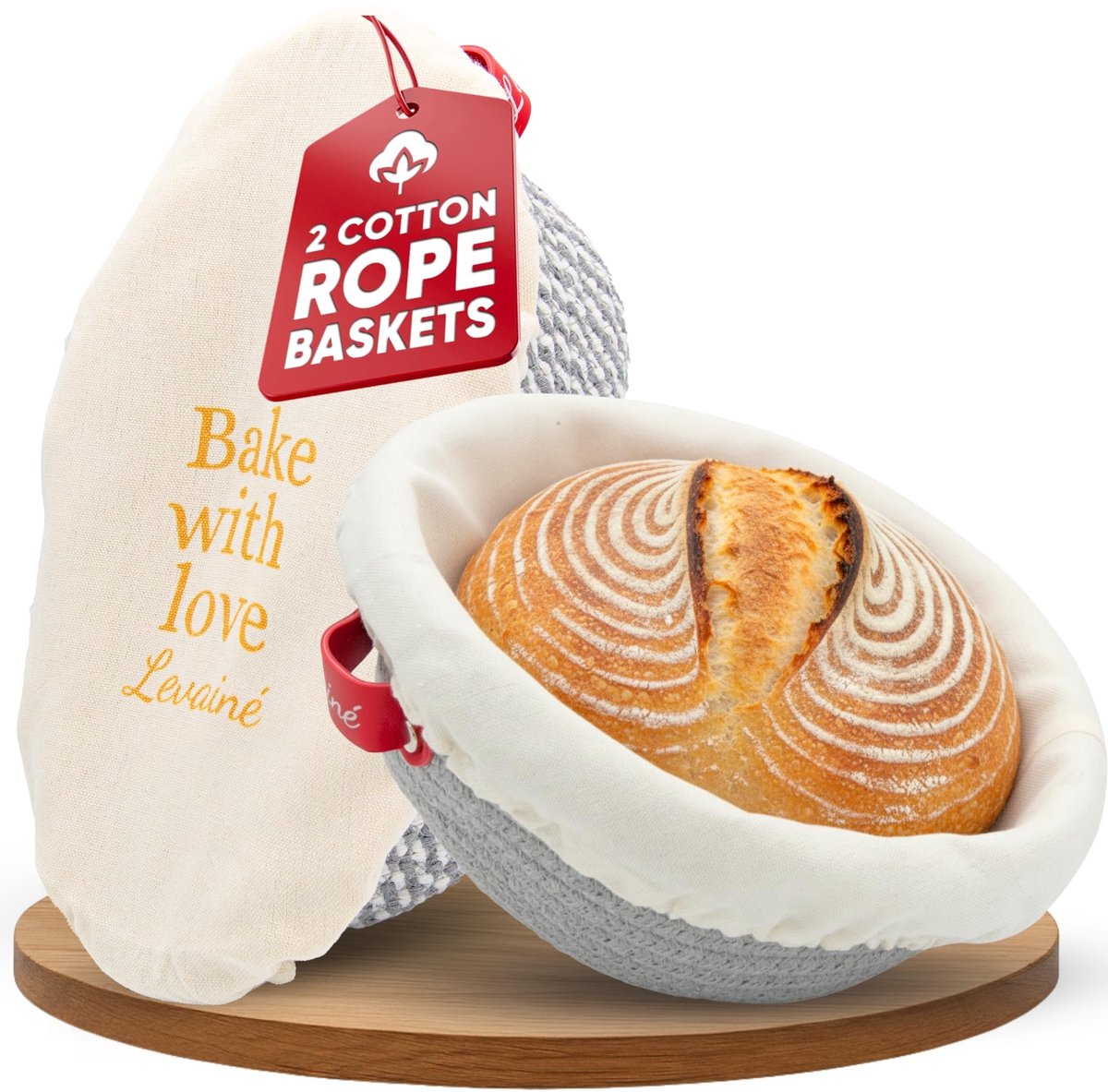 SnelShoppen - Banneton Brood Proofing Basket Set - Ovale & Ronde Katoenen Touw Proofing Manden met Liners & Covers voor Artisan Zuurdesem Broden - Ide