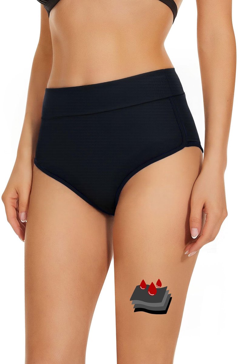 SnelShoppen - Menstruatiebikinibroek voor Meisjes en Dames, Hoge Taille, Lekvrij, 4-Laagse Bescherming, Badmode voor Zwemmen, Comfortabele Menstruatie