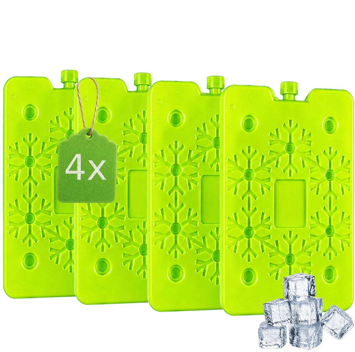 SnelShoppen - Set koelaccu's 4 x 200 ml - Herbruikbare koelelementen voor koeltas, koelbox, lunchbox - Lange koelprestaties, compact 16 x 11 cm - Idea