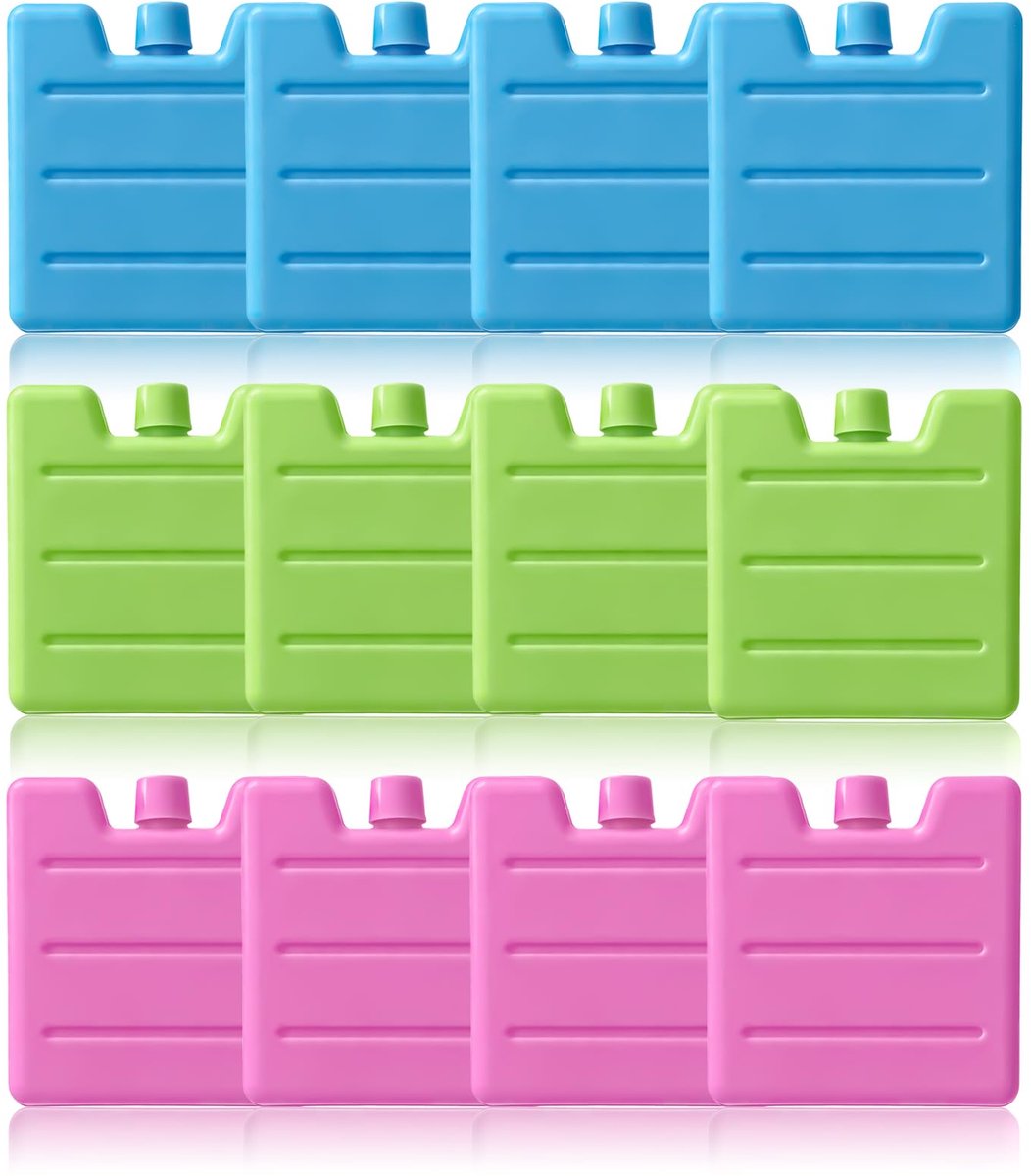 SnelShoppen - Mini-koelaccu's 12 stuks, Ruimtebesparende Koelelementen voor Koelbox, Koeltas, Picknick, Kamperen, Vissen, Kleurrijk, S