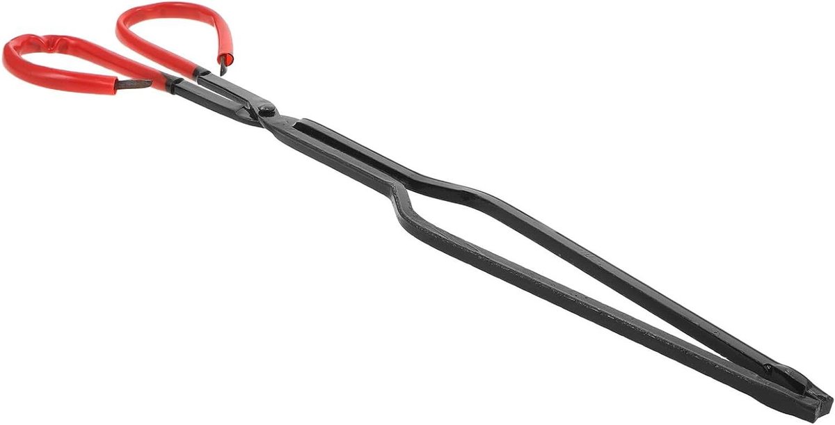 Haardtang Lange Steel - Vuurkorf Tang Houttang - Kampvuur Onderhoud - Ergonomische Grip Hittebescherming - 44 cm - Zwart