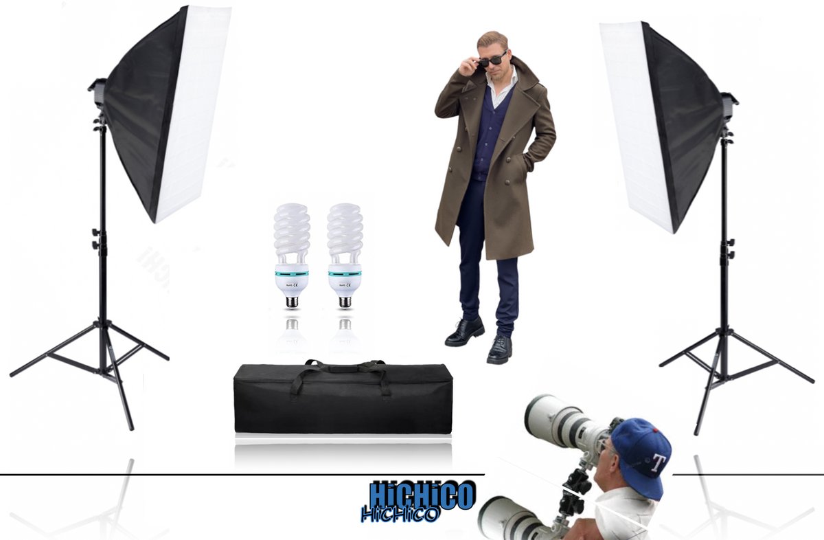 2Pcs Studiolampen- Softbox en Stand 210Cm - Foto Studio Verlichting Kit, Achtergrond Support System Soft box Paraplu tripod Stand - Fotolamp fotografie softbox - Studioflitser  FAIRCO®