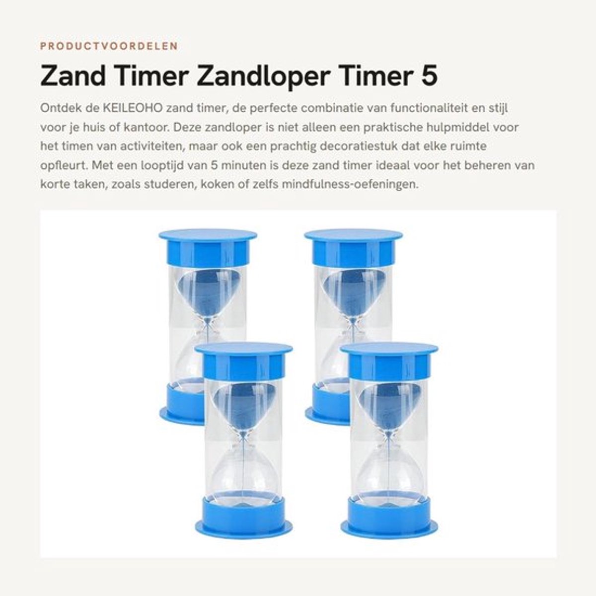 Zandloper 5 Minuten - Countdown Timer - Lichtgewicht Plastic - Decoratie - Handig voor Oefeningen - 5,5 Inch Diameter