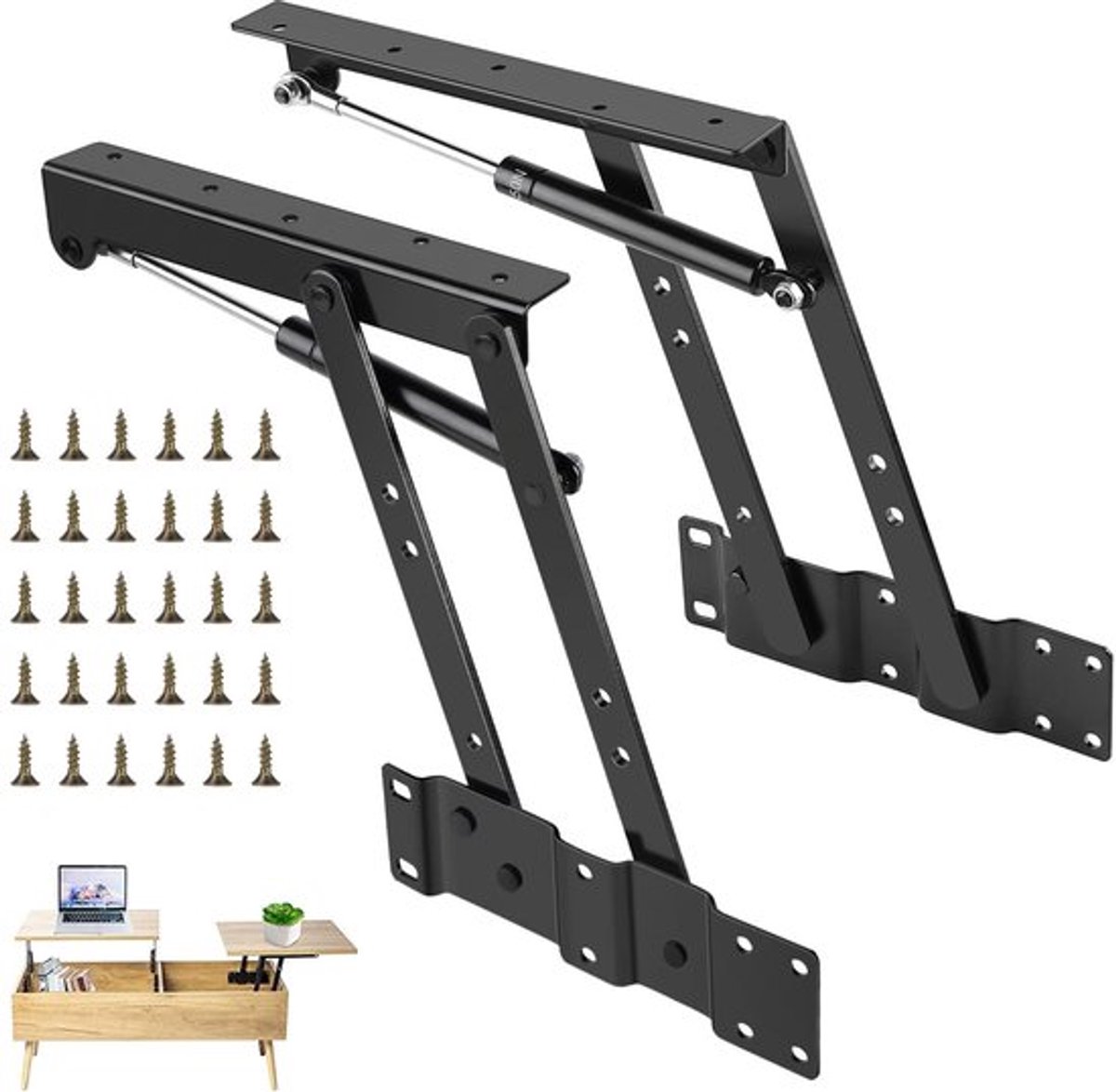 Veerscharnieren Hydraulisch 50 kg - Scharnier Reparatie Plaat - Scharnier Boormal - Meubelaccessoires - Pneumatisch Hefmechanisme - Verstelbare Hoogte