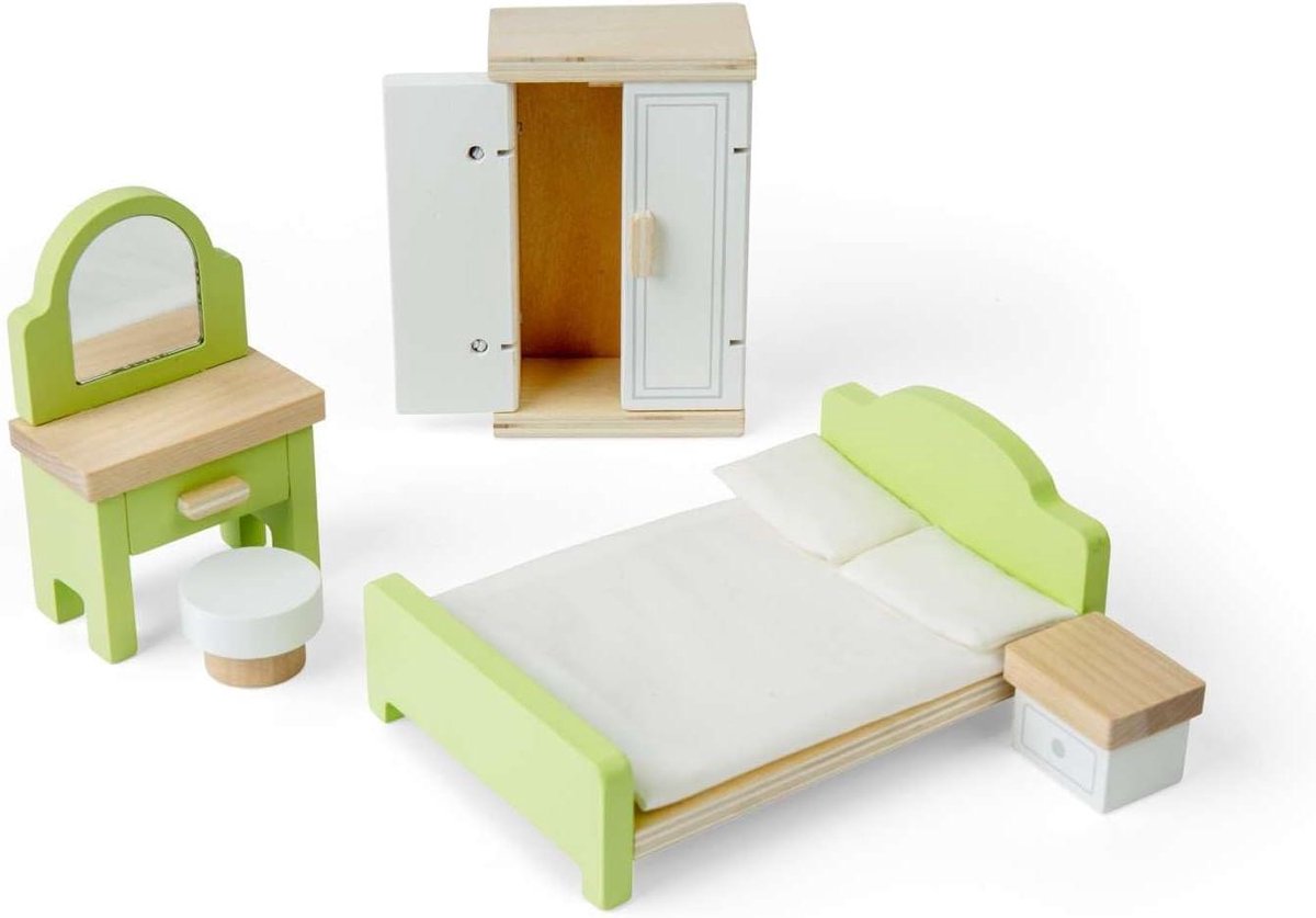 Poppenhuis Slaapkamer Set - Poppenhuis Meubels - Fantasie Spel - Houten Constructie - Miniatuur - Niet gespecificeerd