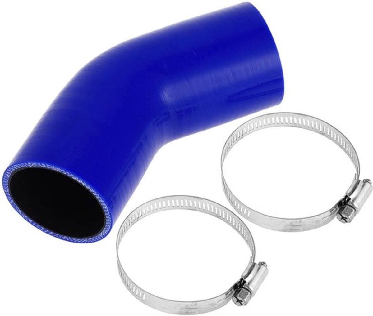 Koelvloeistofslang 60 mm ID - Siliconen Slang - 102 mm Lengte - 45° Hoek - Blauw/Zwart - Hoge Temperatuur Bestendig - Siliconenslang