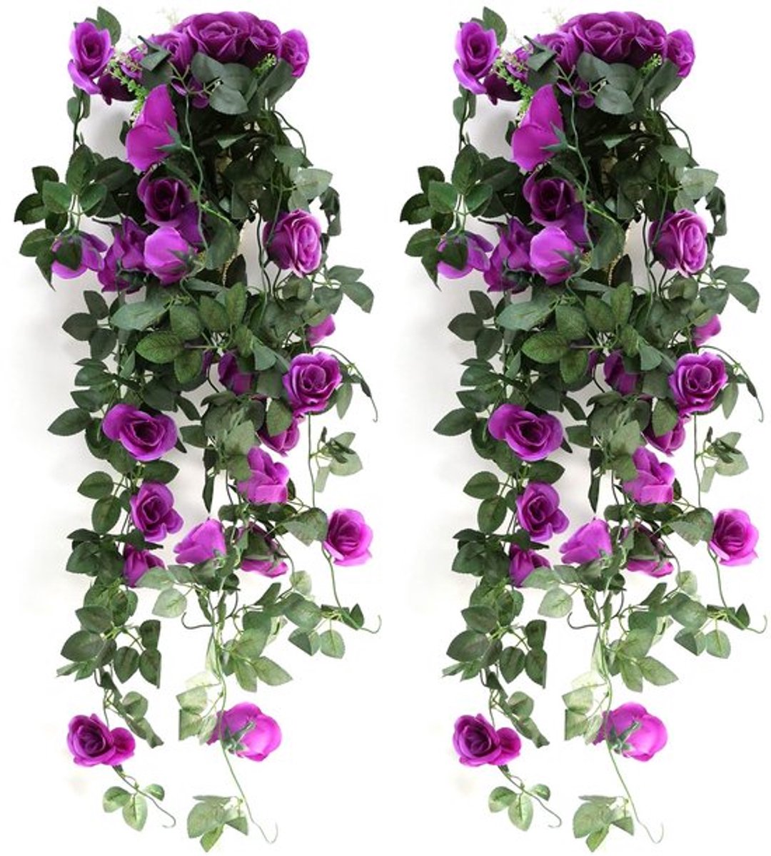 2 stuks 90CM Kunstmatige Hangplanten Nep Zijde Roos Bloemen Kunstplant Hangend Klimop Plan