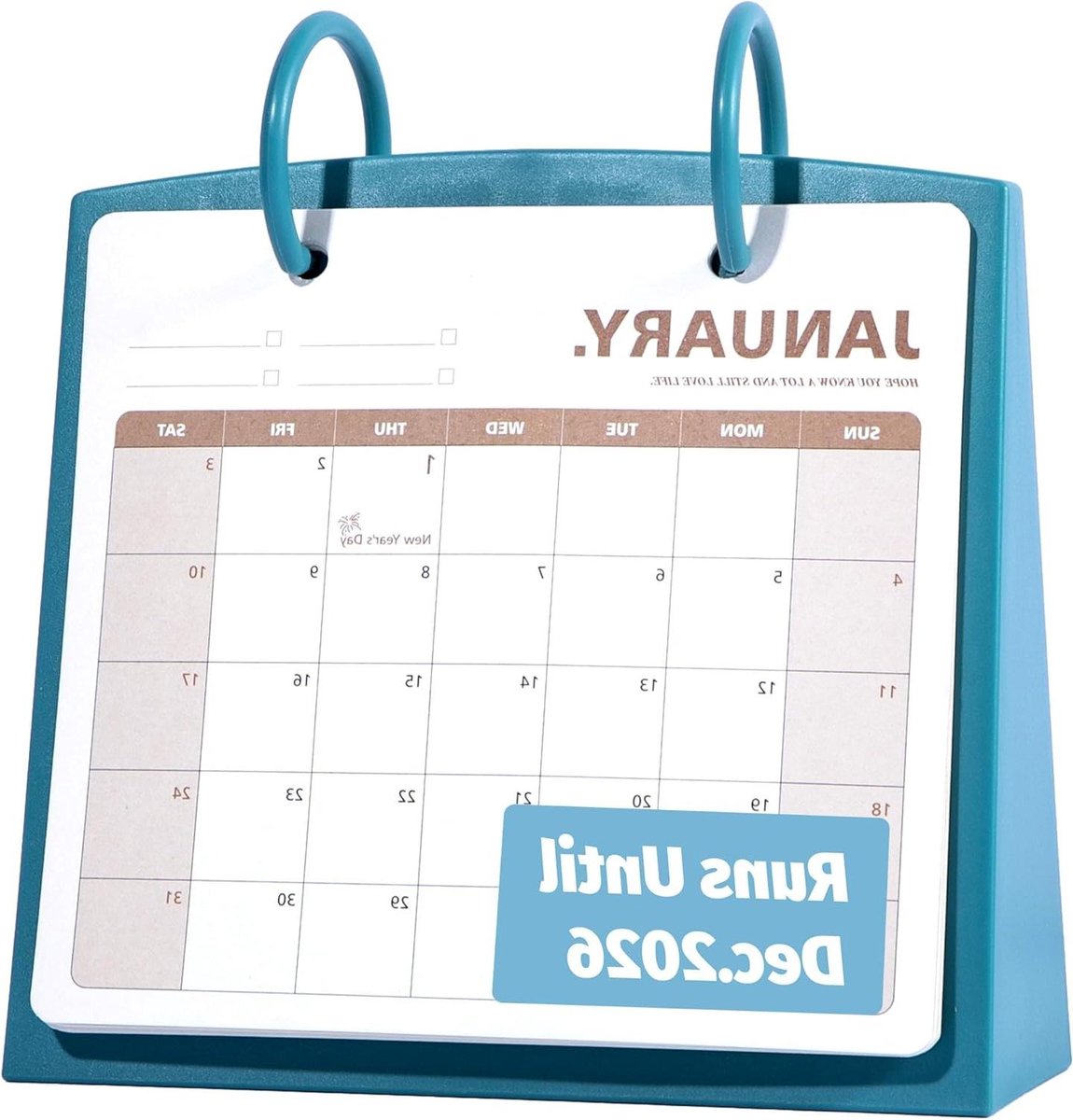 Bureaukalender 2025-2026 - Maandkalender Flipkalender - Planning en Organisatie - Inclusief takenlijst - 175 cm hoog - Blauw