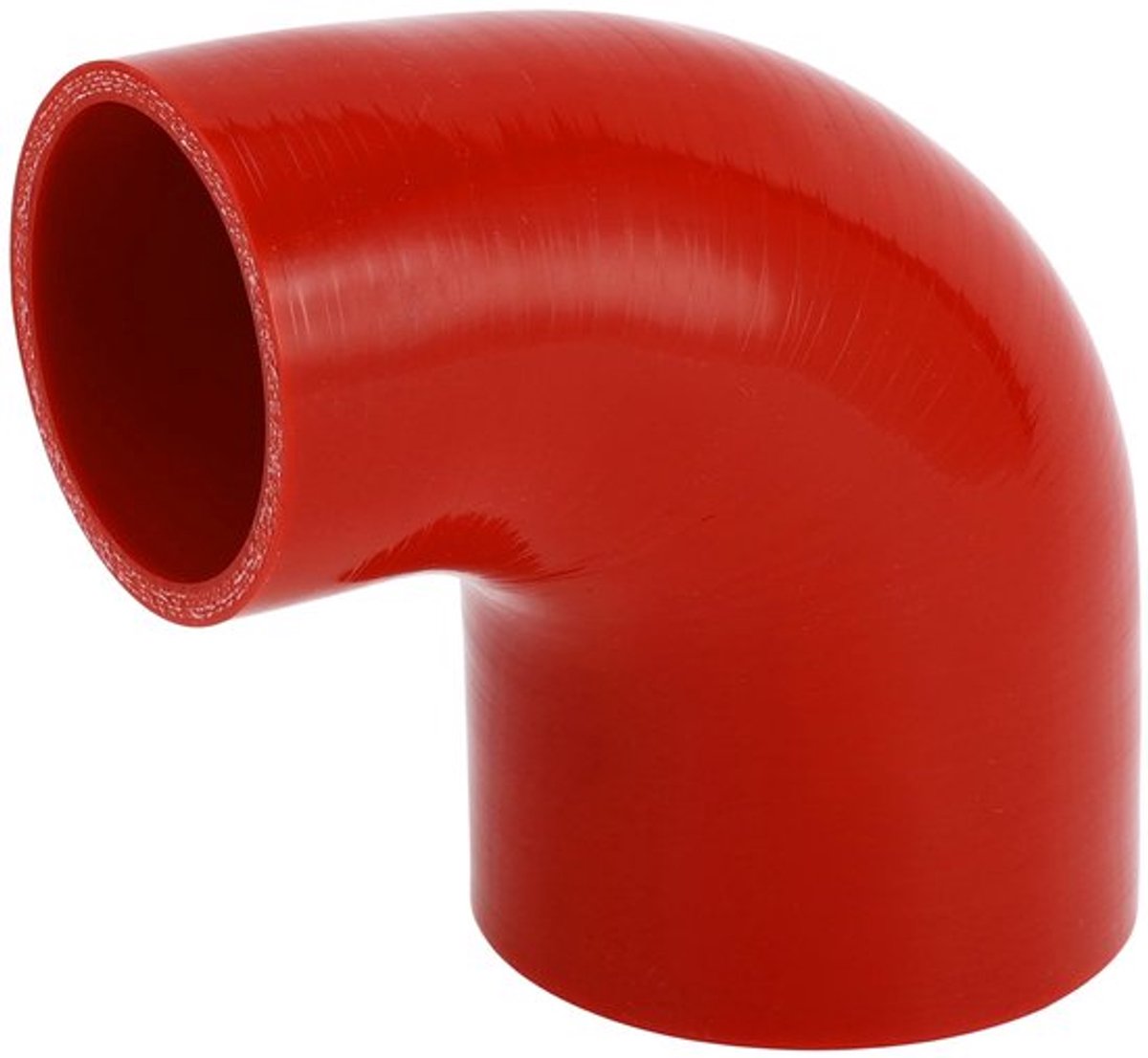 Koelslang Silicone - Rood - Binnendiameter 57mm/76mm - Lengte 90mm - 90 Graden - Meerlaags Geweven Doek - Siliconenslang