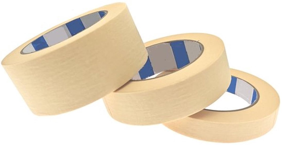 - Decoratietape - Verf Tape - Voor Schone Verf lijnen - 3 Rollen - Multifunctioneel - Ideaal voor Klussen - 50 Meter per Rol
