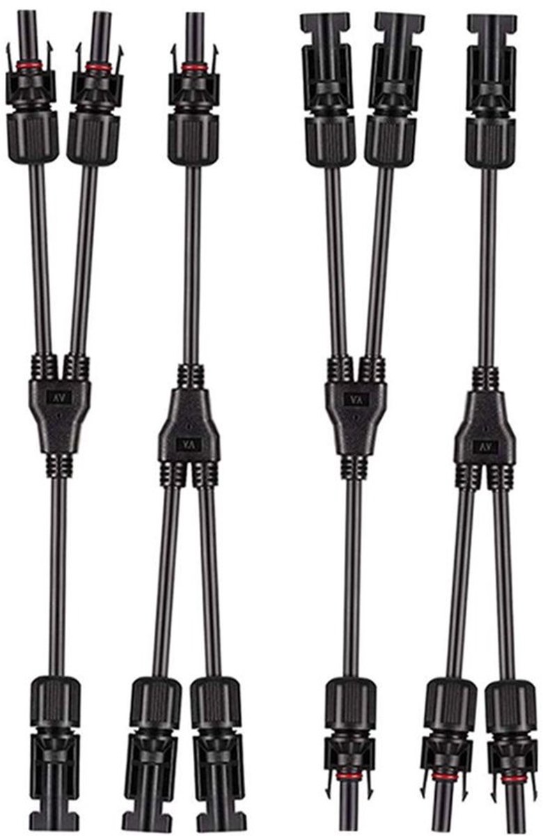 - Zonnepaneel Kabel Connector - Y Aftakconnector - Verzilverd Koper - Zwart - Fotovoltaïsche Connector - Geschikt voor zonnepanelen - Zwart