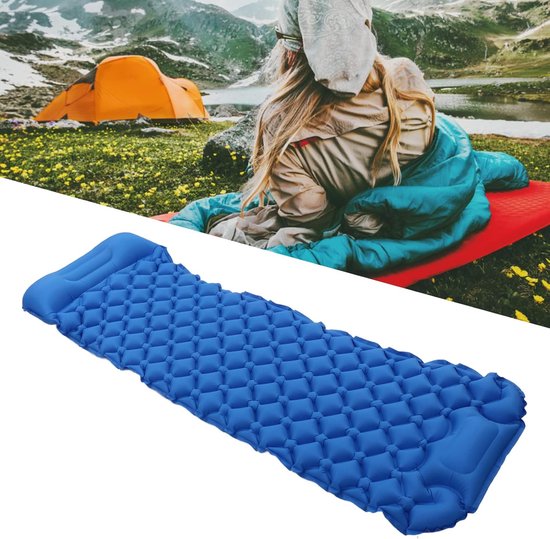 Opblaasbaar Slaapmatje - Kampeer Mat - Buiten Slapen - Snel Opblaasbaar - 195x61cm - Donker Blauw — afbeelding 5