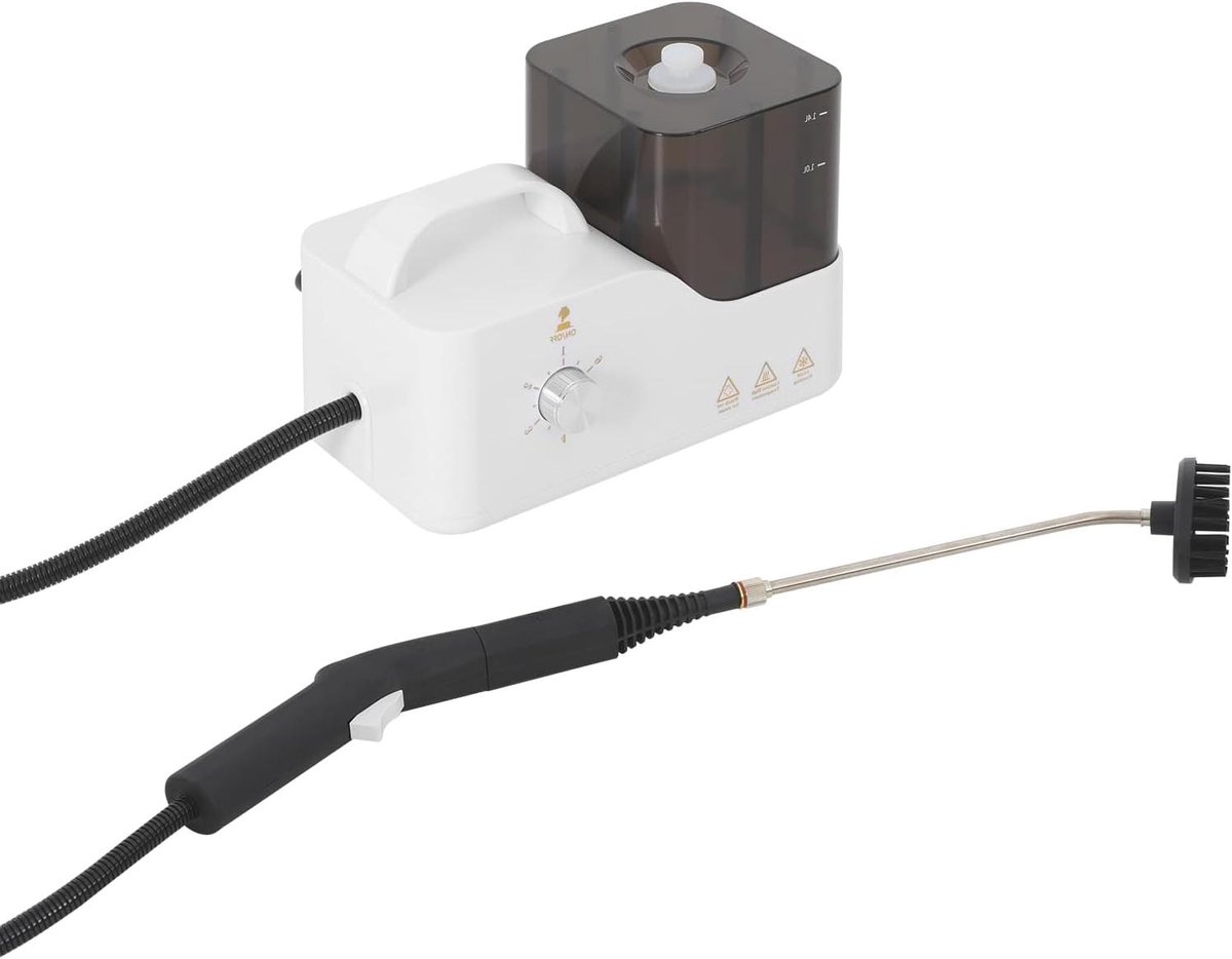 Handstoomreiniger - Stoomreiniger machine - Dieptereiniging aan huis - Hoge druk en temperatuur - 1.4 liter - Wit en zwart
