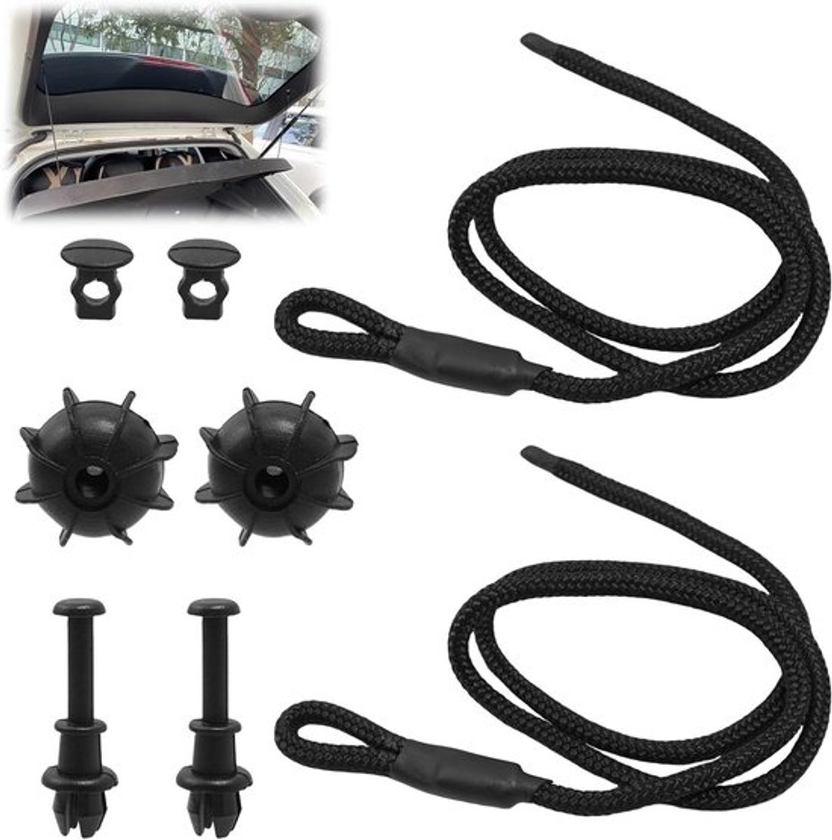 Set van 2 auto hoedenplank bevestigingskoorden, bagageriemen voor VW Golf MK4, MK5, MK6, GTI R20