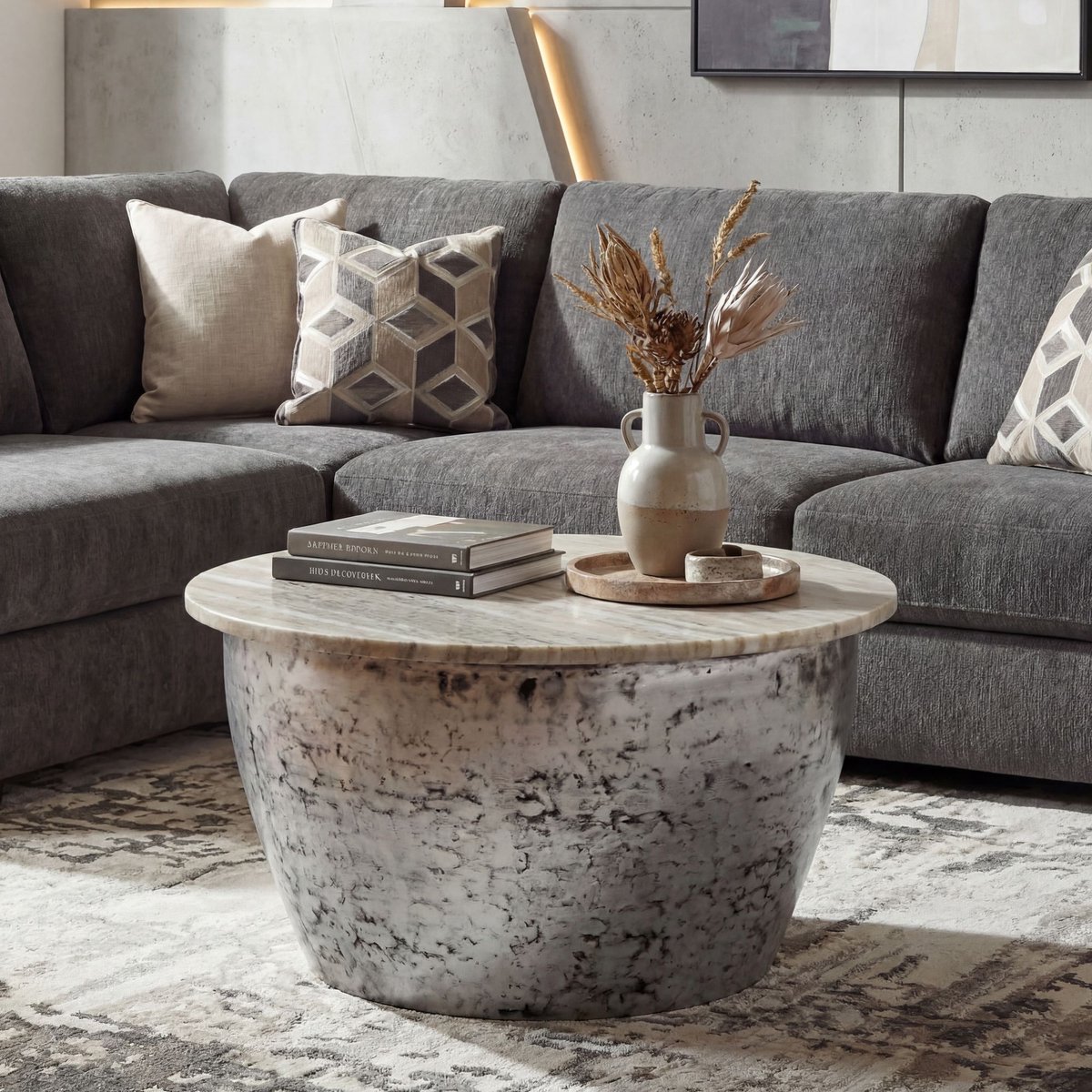 Salontafel wit marmer 60 cm rond - WL7.375