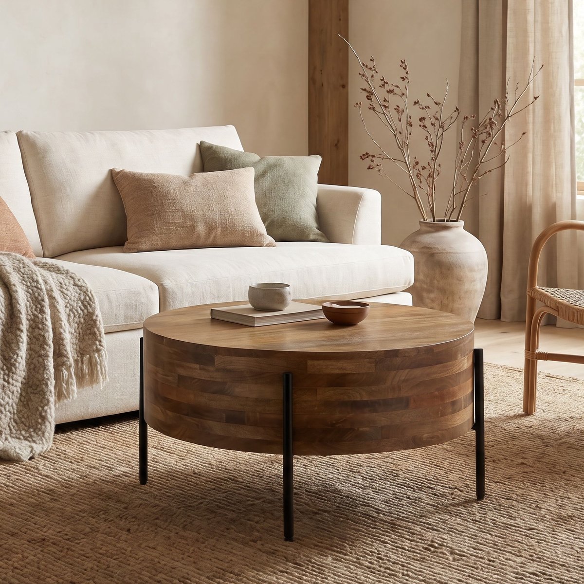 Salontafel mangohout rond 70 cm diameter