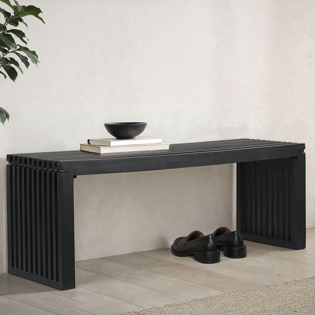 Bank acaciahout zwart 120 cm breed - WL7.016