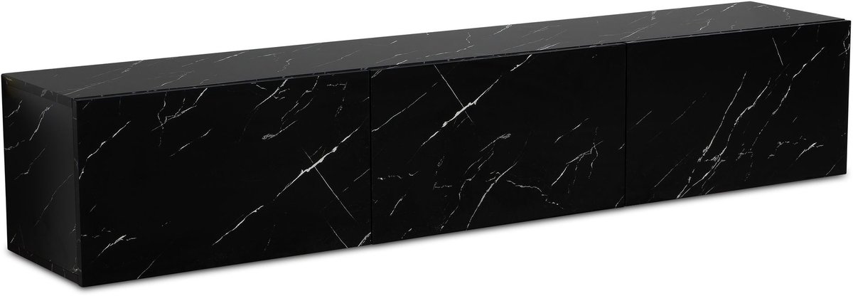 Ervesto Lowboard Hangend Tv-meubel - Tv-kast En Dressoir - 160x30x30 Cm - Marmerlook Zwart - Zwevend Tv-meubel Met Vouwdeuren - Krasbestendig En Waterafstotend