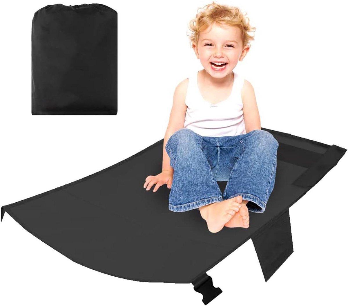 Voetsteun Vliegtuig Kinderen - Vliegtuigstoel Verlenging - Comfortabel Reizen - Opvouwbaar en Draagbaar - 79 x 44 cm - Blauw