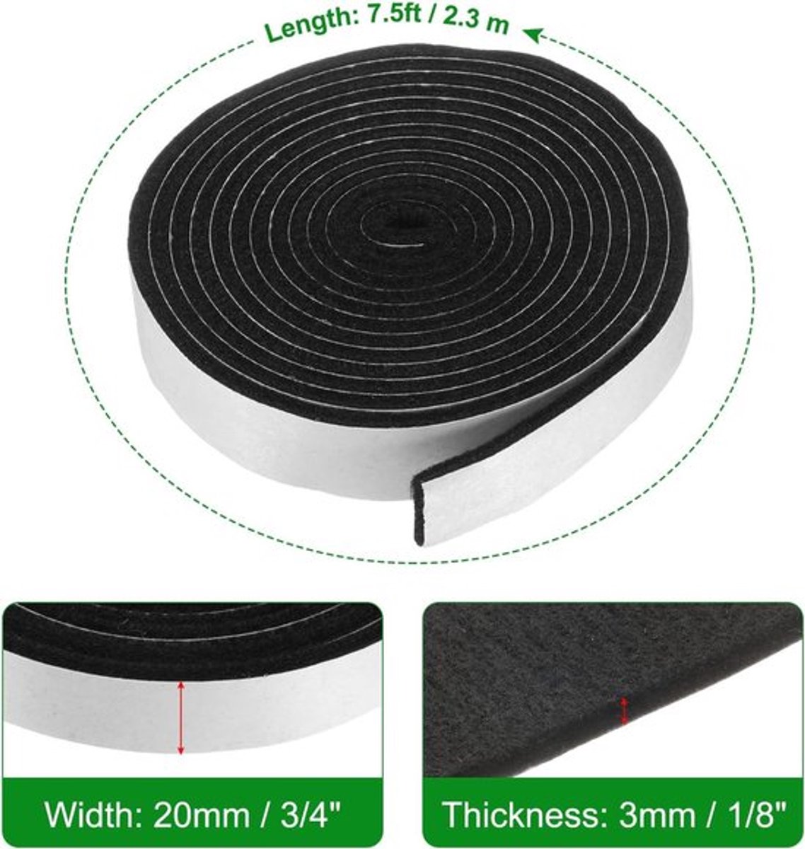 Rookband voor BBQ - Grill afdichtingstape - Zelfklevende afdichting - Hoge temperatuur - 7,5 FT - 3/4 inch x 1/8 inch