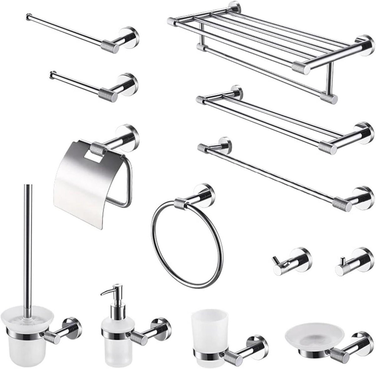 Badkamer Accessoireset - Toilet Accessoires - Badkamer Organisatie - 304 Roestvrij Staal - 4 Stuks - Chroom