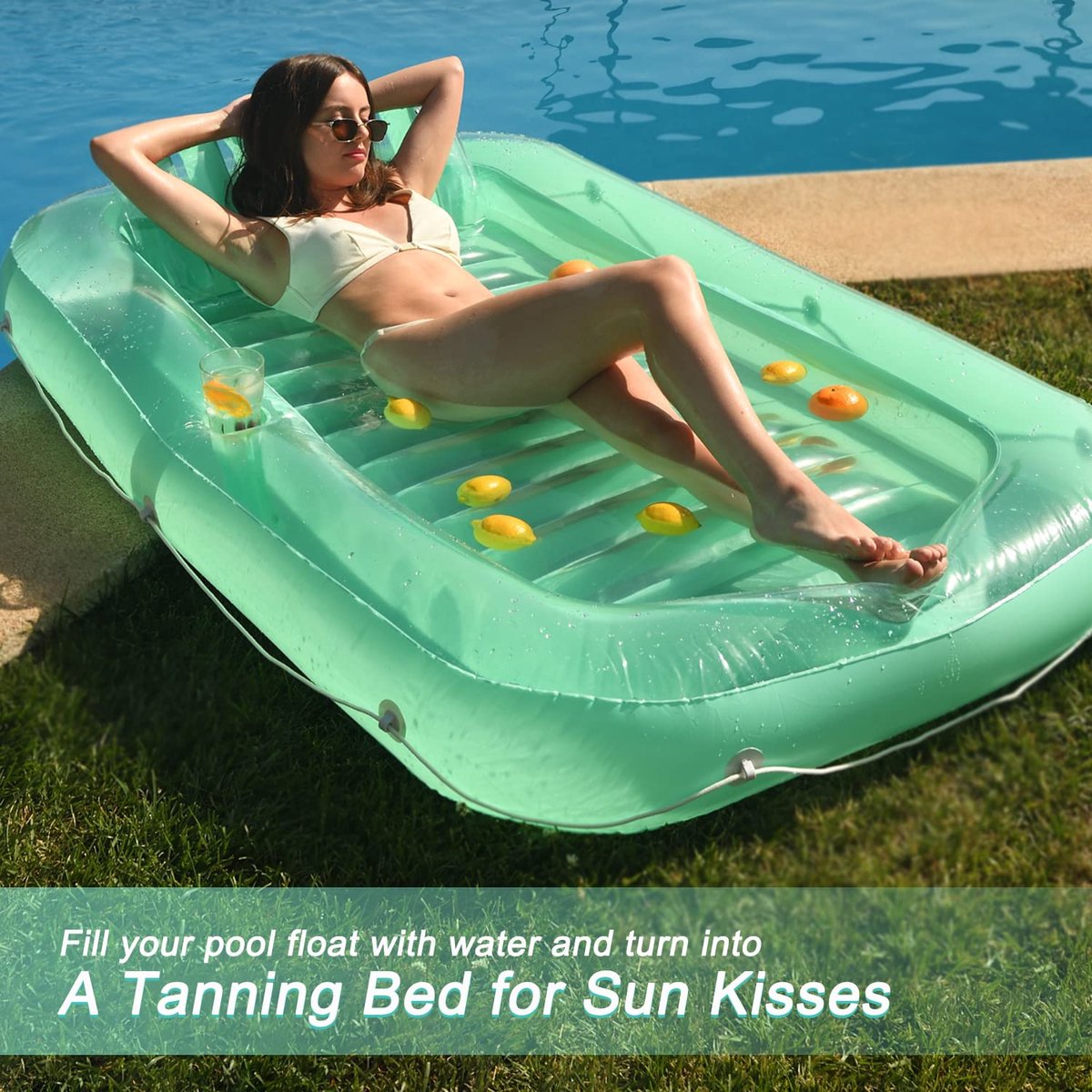 SnelShoppen - Float Joy Tanning Pool Tanning Bed Opblaas Luchtbed Zwembad Opblaasbare Ligbed Speelgoed Pool Float Inflatable Tub Opblaas Eiland voor Z