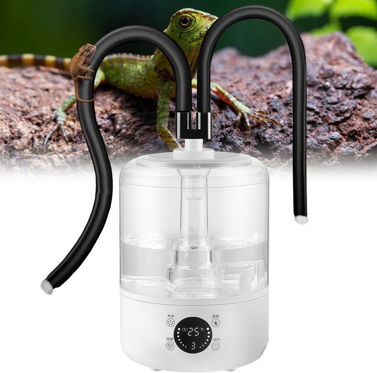 SnelShoppen - Luchtbevochtiger voor Reptielen 4L - Ultrasone Mistmachine met Afstandsbediening - Stille Vernevelaar voor Terrarium met Dubbele Sproeie