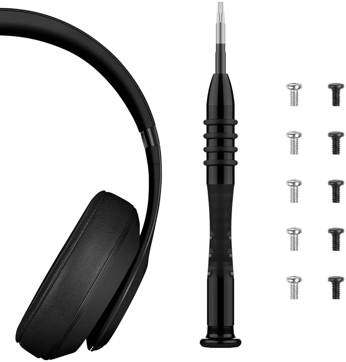 Hoofdband Reparatie Tool - Schroevendraaier Set - Koptelefoon Reparatie - Magnetische Tip - 10 Schroeven - Zwart