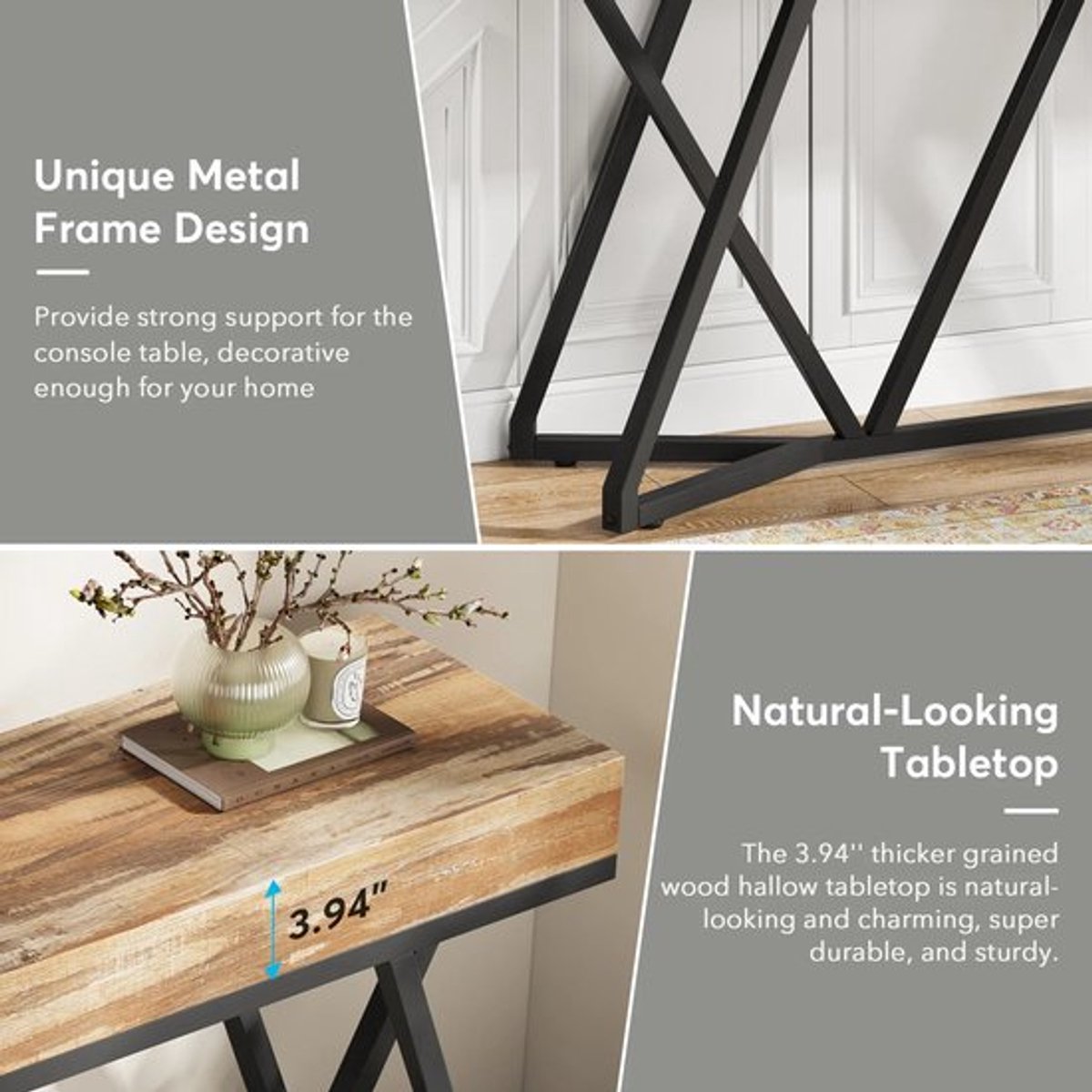 Sofa Tafel – Haltafel – Sidetable – TV-Meubel – MDF Tafelblad – Metalen Frame – Draagkrach