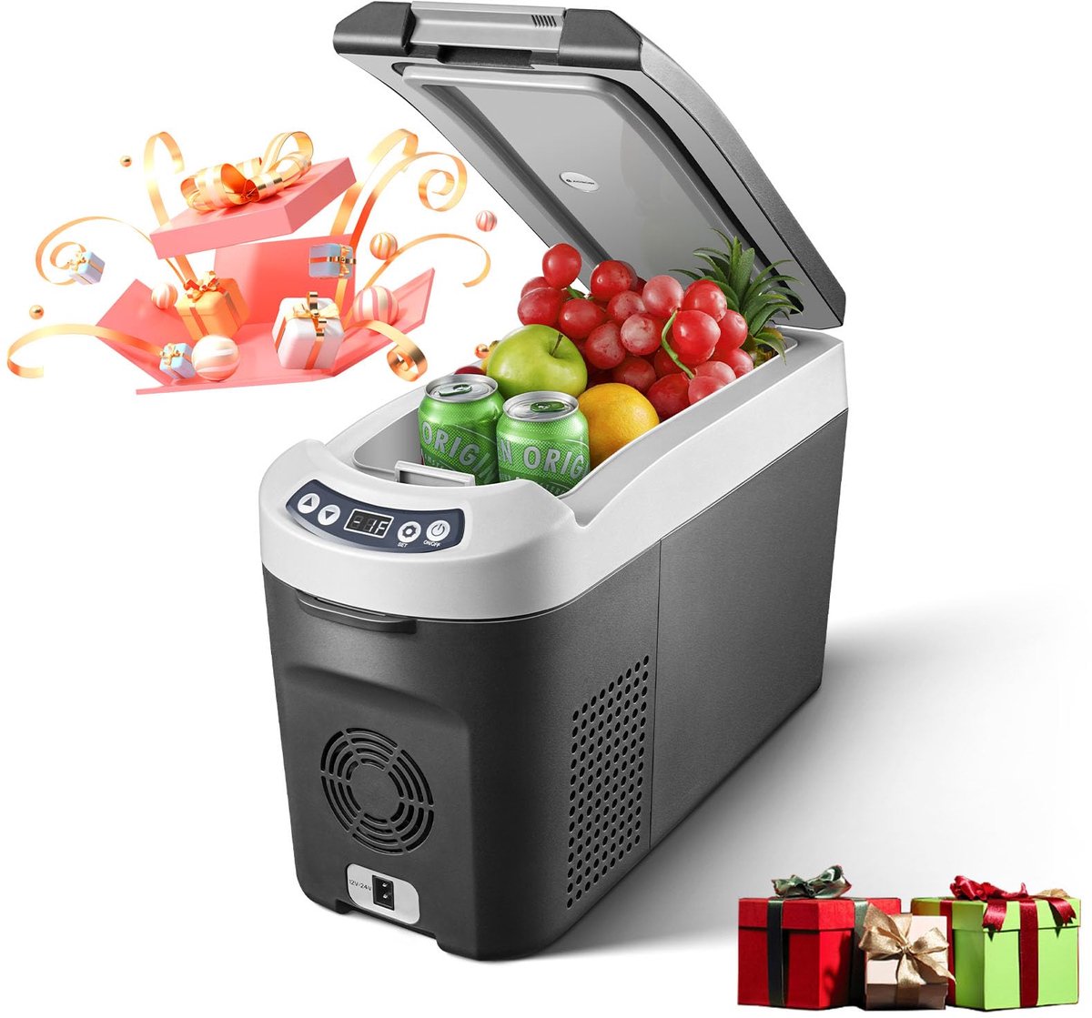 SnelShoppen - AAOBOSI Koelbox 15L Elektrisch -15°C tot 20°C, Koelbox Auto 12/24V voor Vrachtwagen, Boot, Camper en Stopcontact - Ideaal voor Camping e