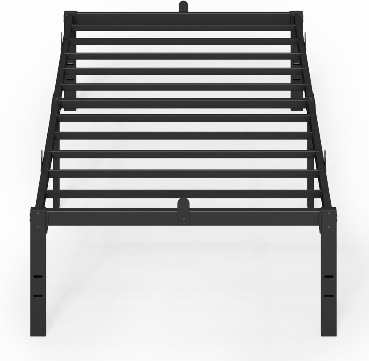 Eenpersoons bedframe - Metalen bedframe - Slaapkamer organiseren - Veel opbergruimte - 90 x 200 cm - Inktzwart