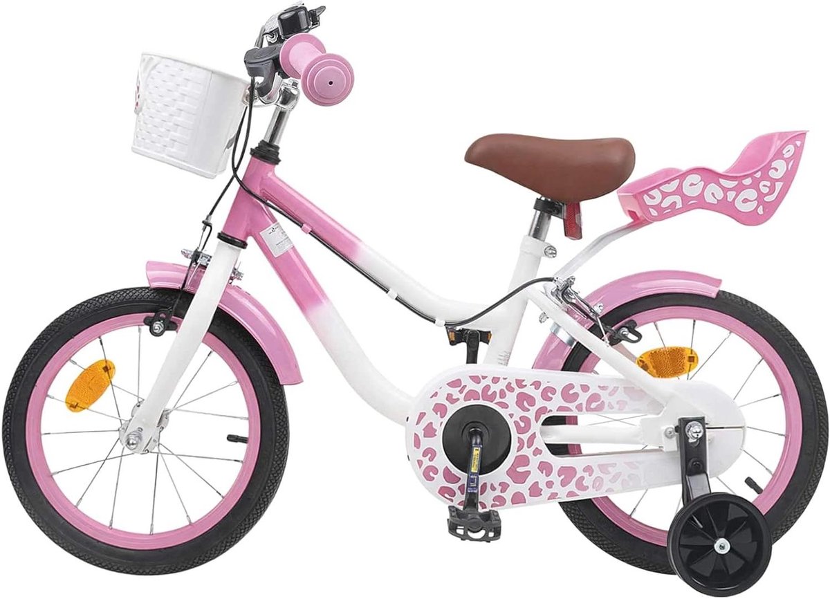 Kinderfiets Met Zijwieltjes Loopfiets Meisjes Leren Fietsen Verstelbare Handvatten 12 Inch Lichtroze