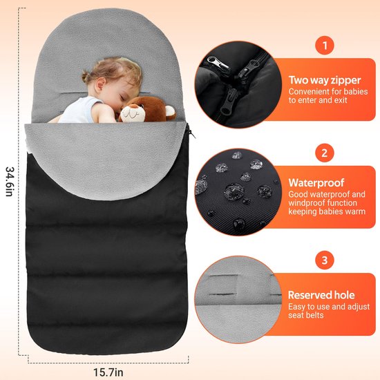 SnelShoppen - Voetenzak Cosy Toes voor Kinderwagen - Winddichte Universele Babyslaapzak - Grijze Voetenzak voor Buggy en Wandelwagen - Perfect voor Ki van Snelshoppen — afbeelding 2