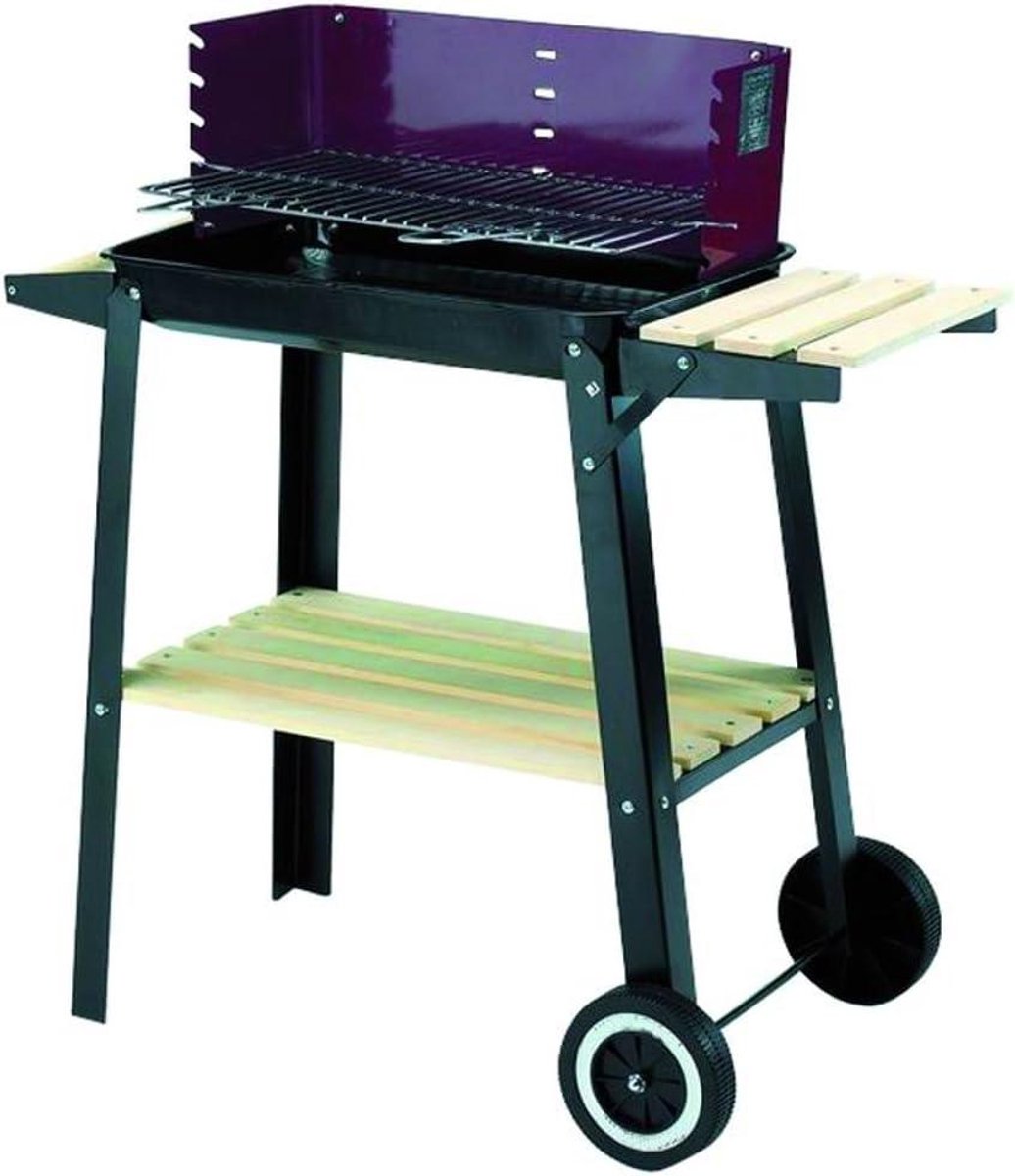 Barbecue Woody-48 - Houtskool Grill - Buiten Koken - Werkbladen van hout - 48 x 29 cm - Zwart